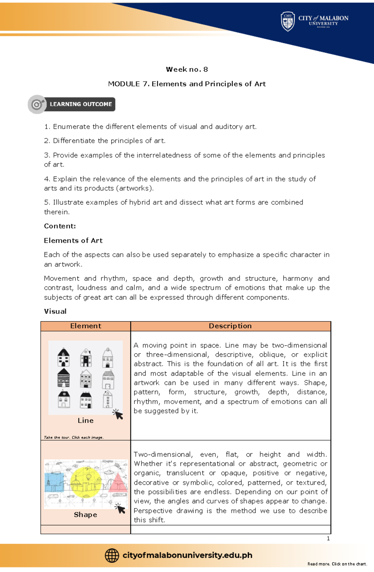 Week 8 - Module 7: Exploring Elements & Principles of Art - Studocu