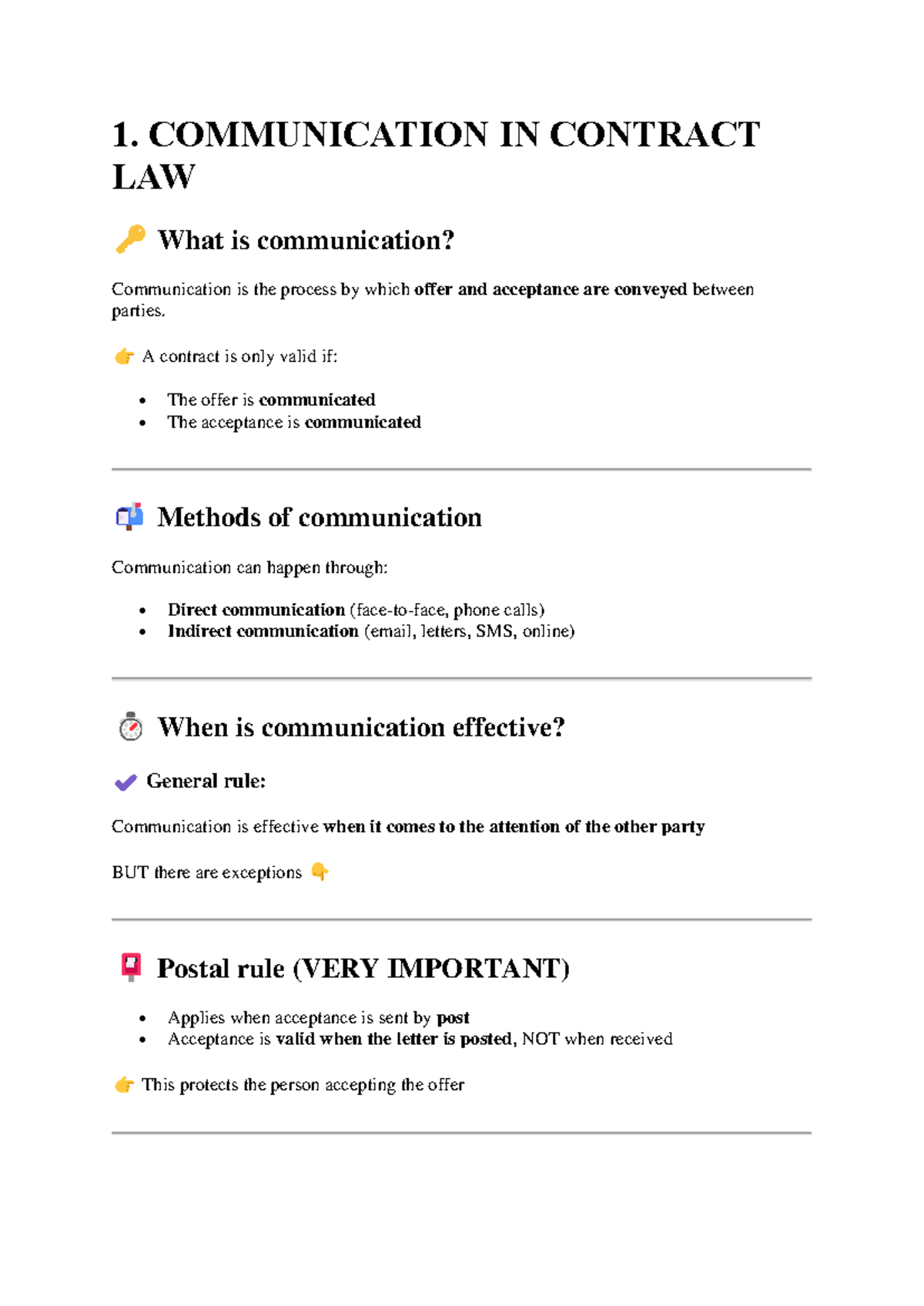 COMM 101: Offer and Acceptance in Contract Law Overview - Studocu