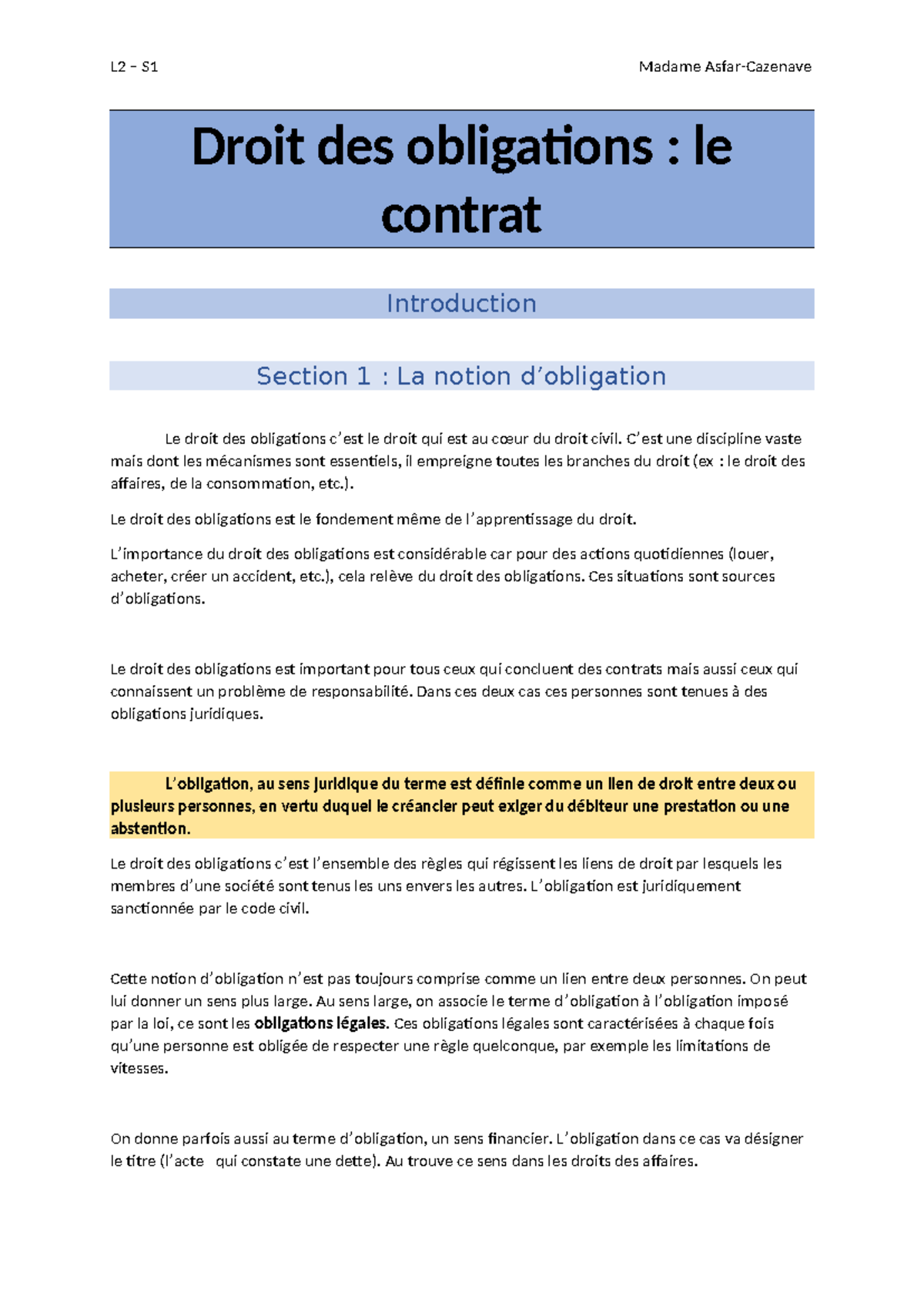 Bibliographie pour le Droit des Obligations L.2 - Semestre 3, 2023 