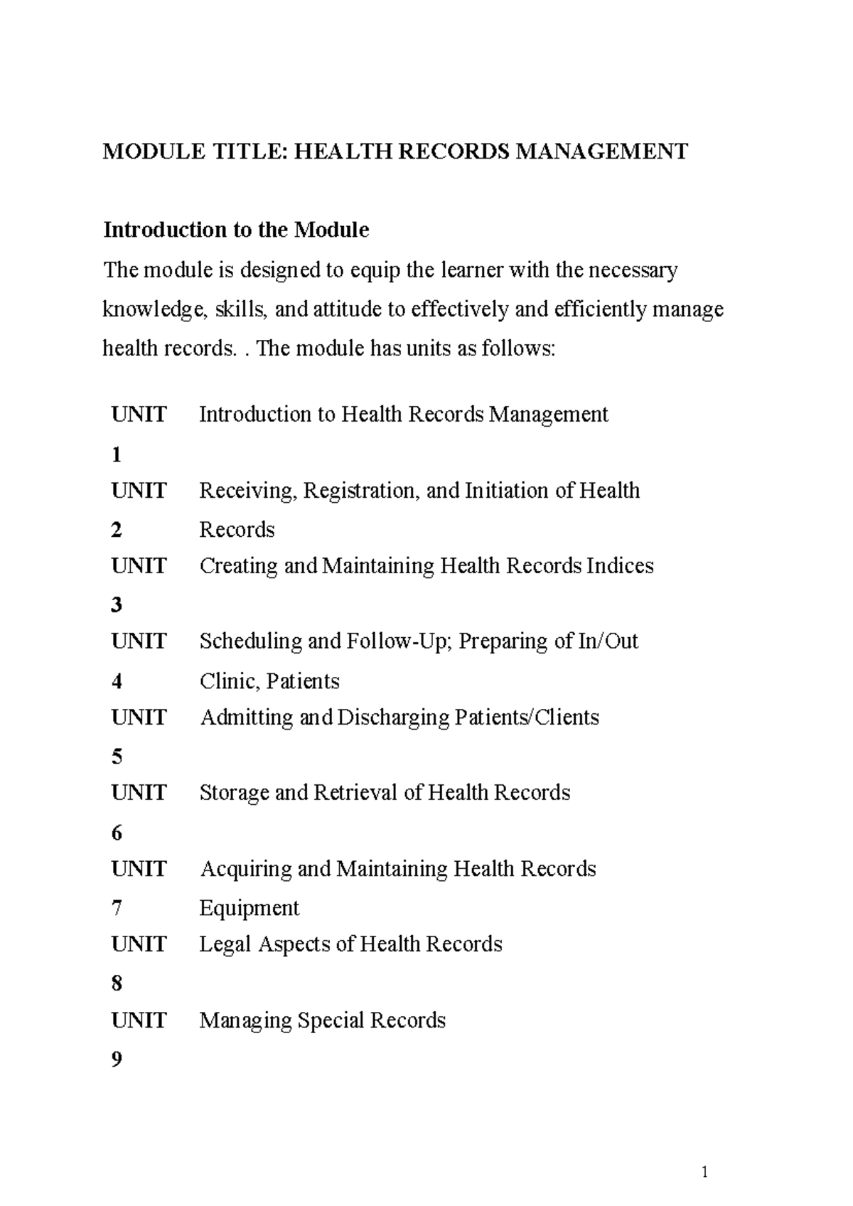 Health Records Management (HRM): A Comprehensive Module Overview - Studocu