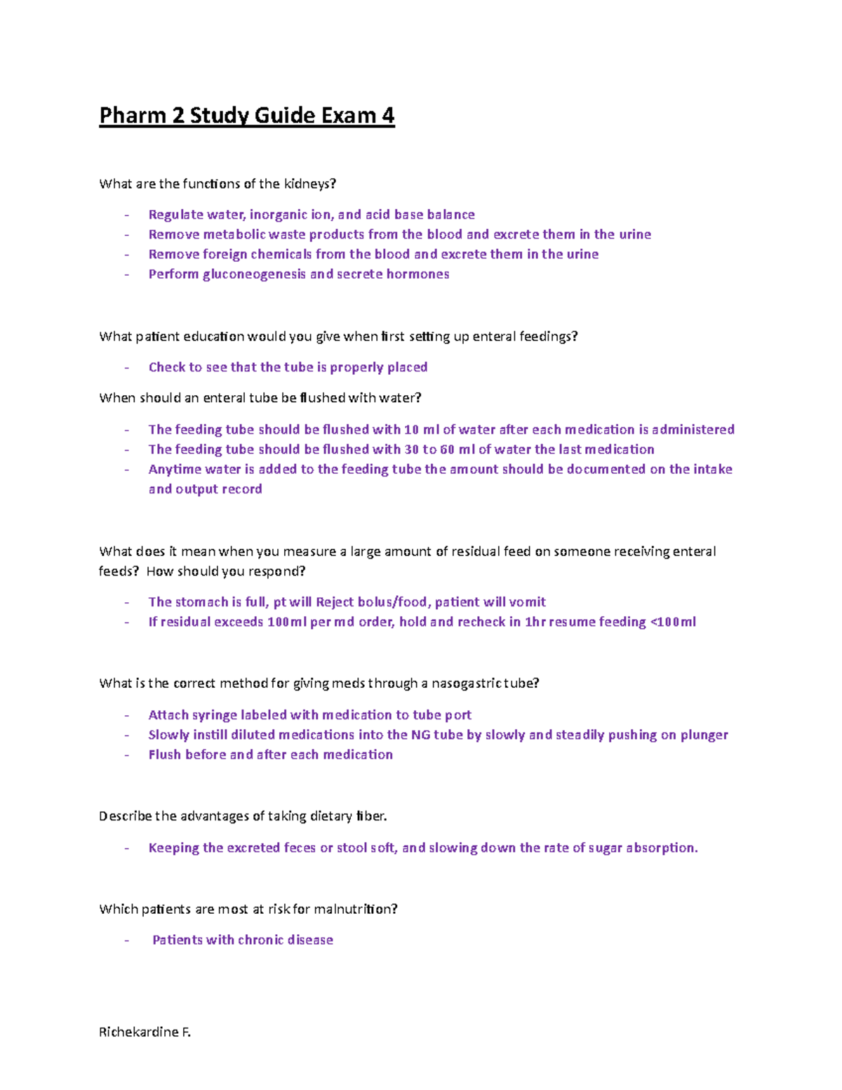 Pharm 2 Study Guide: Exam 4 Review on Enteral Feeds & UTI Management ...
