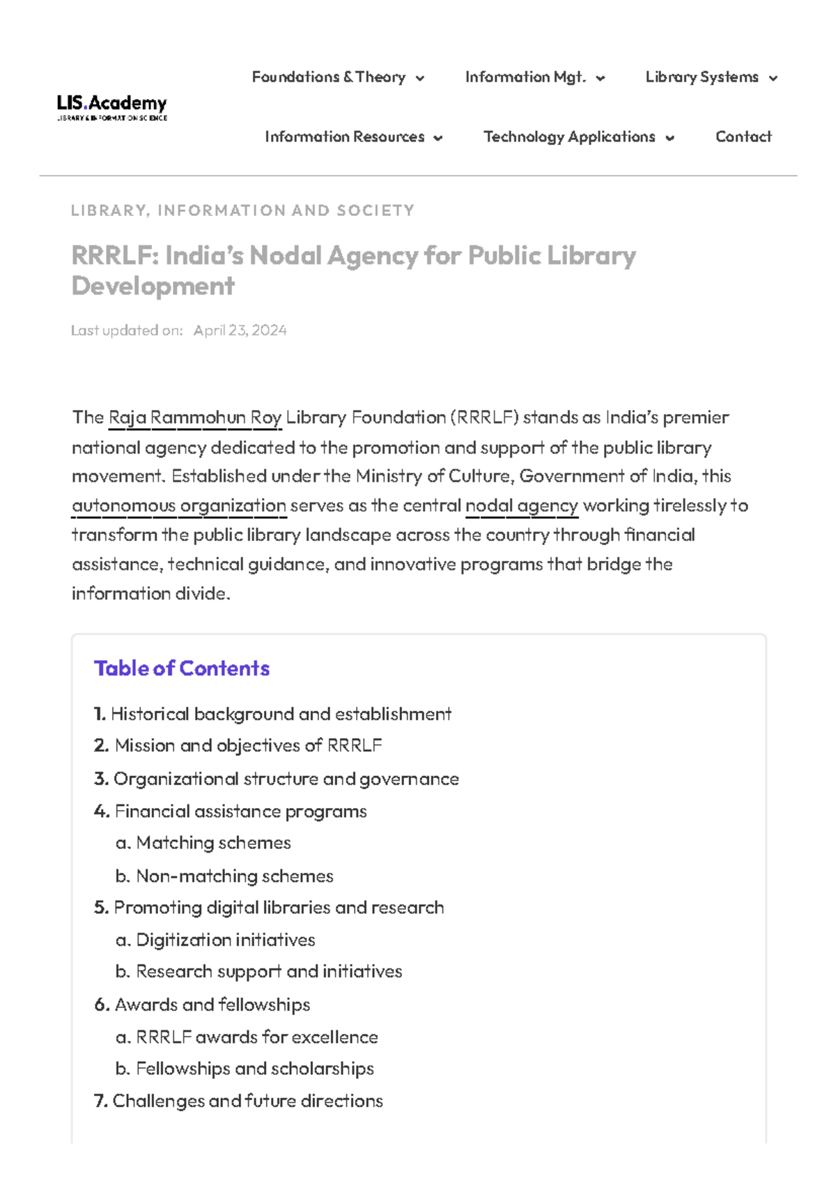 RRLFL 2024: Nodal Agency for Public Library Development Overview - Studocu