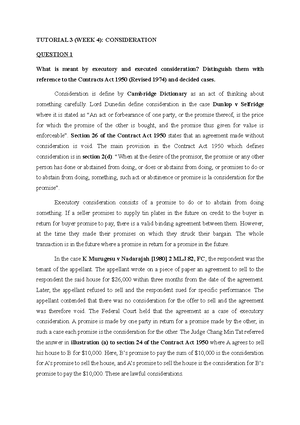 Tutorial 4 week 5 contract - TUTORIAL 4 (WEEK 5): CONSIDERATION ...