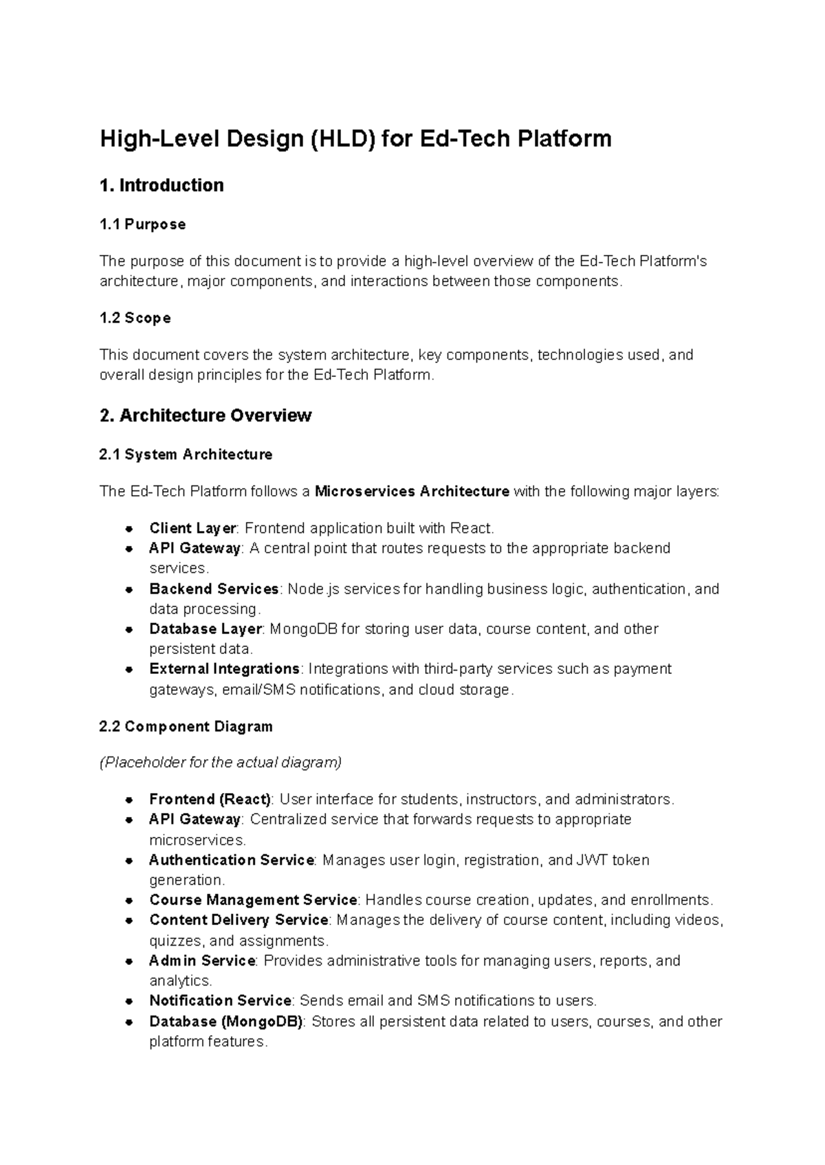 High-Level Design (HLD) & Low-Level Design (LLD) for Ed-Tech Platform ...