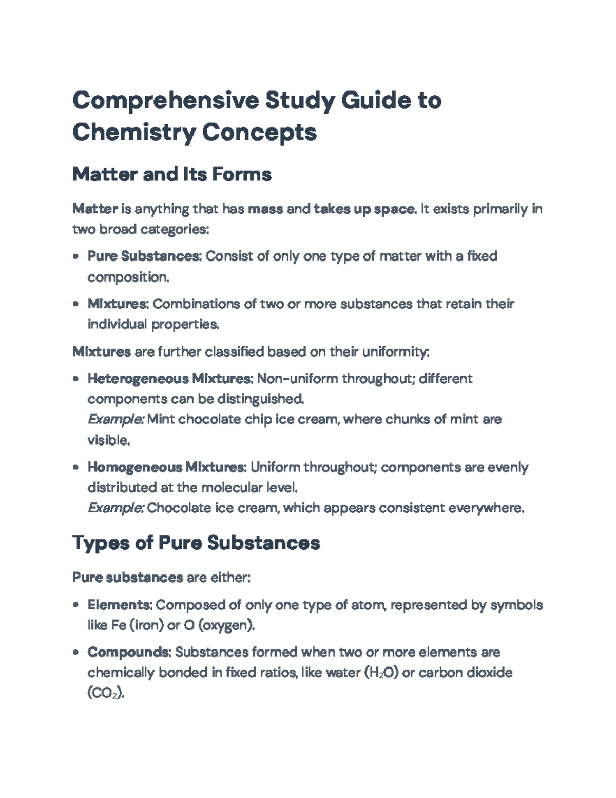 Comprehensive Study Guide for Chemistry Concepts (CHEM101) - Studocu