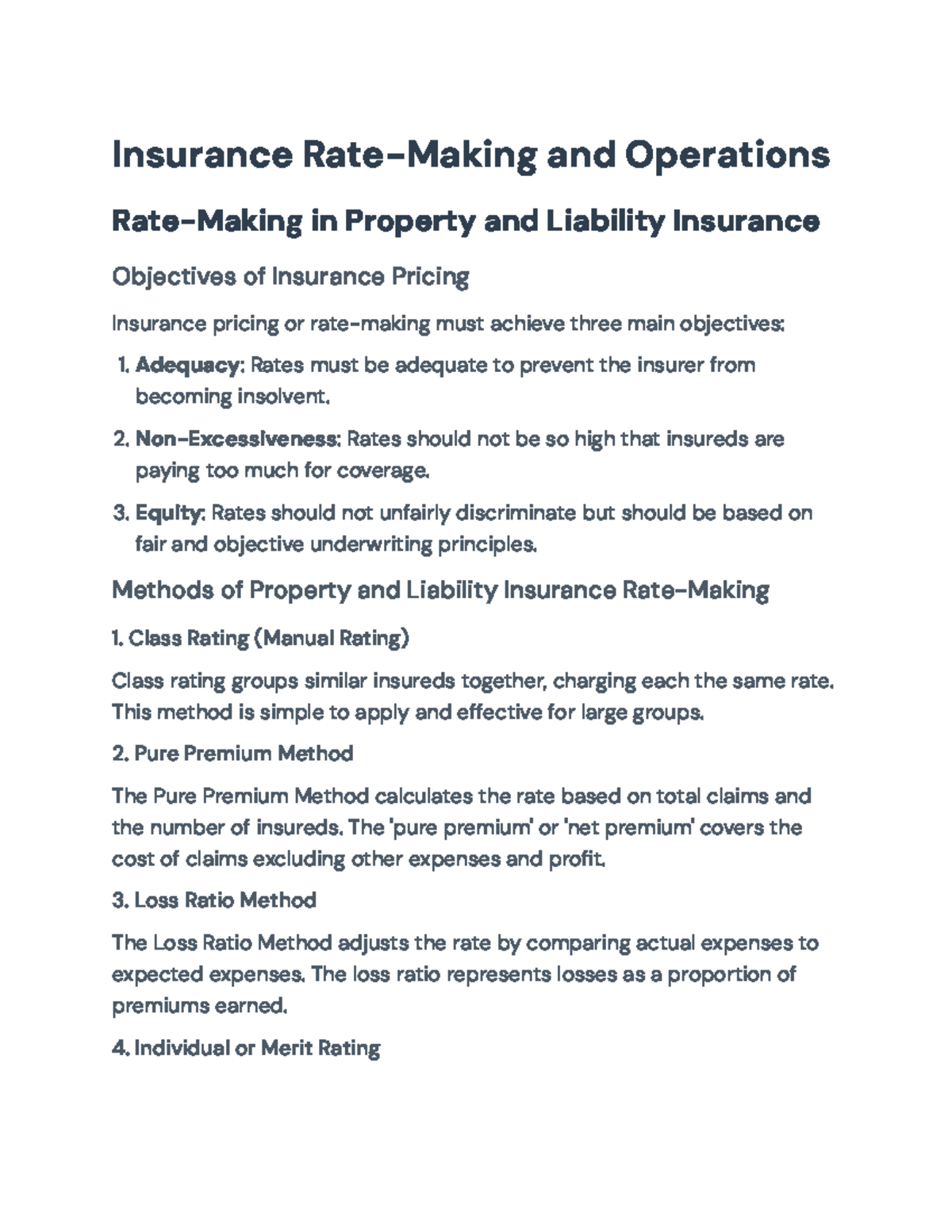 Insurance Rate-Making and Operations Overview - Insurance Rate-Making ...