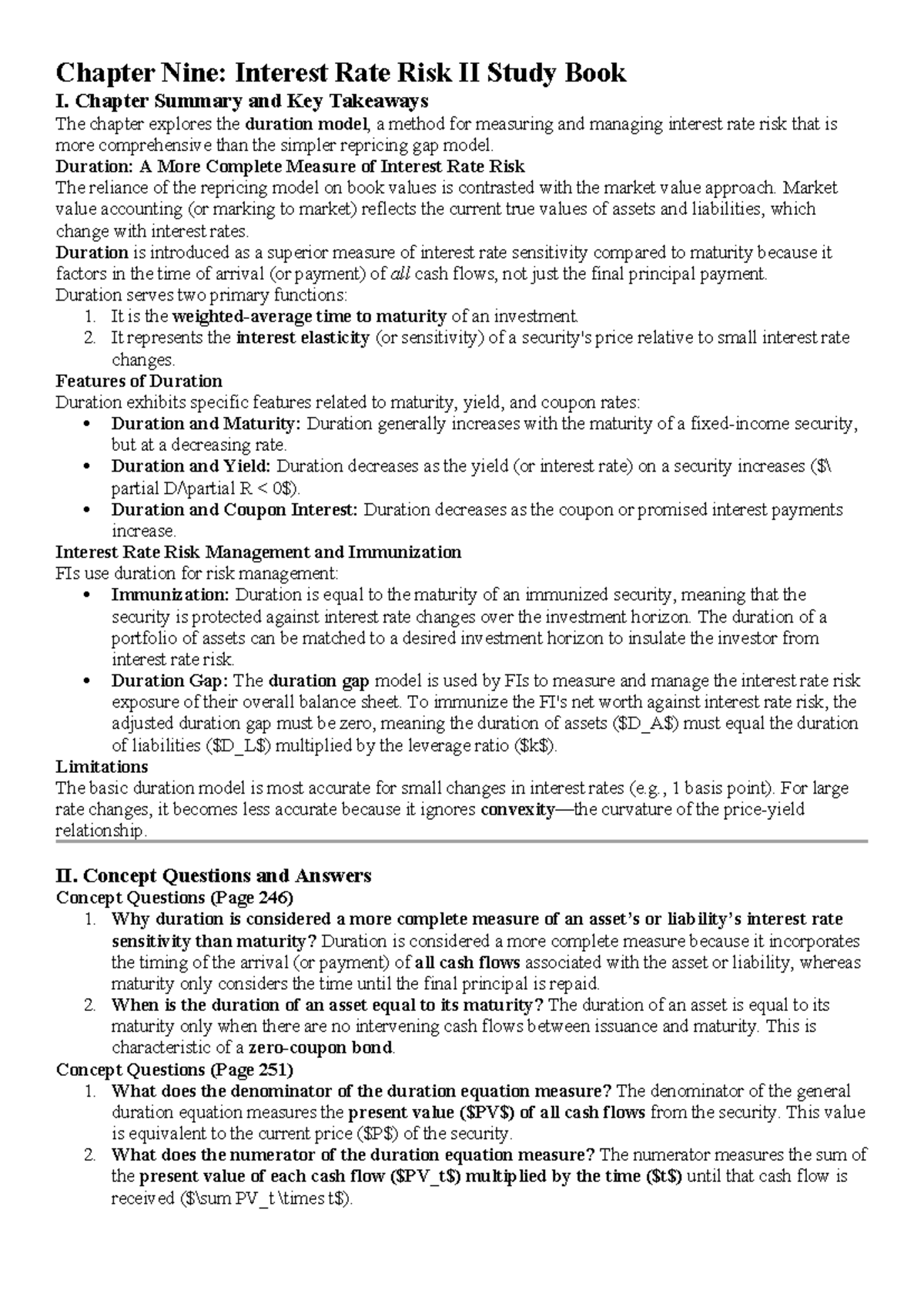 Chapter 9: Interest Rate Risk II - Key Insights & Summary (FI_CH7 ...