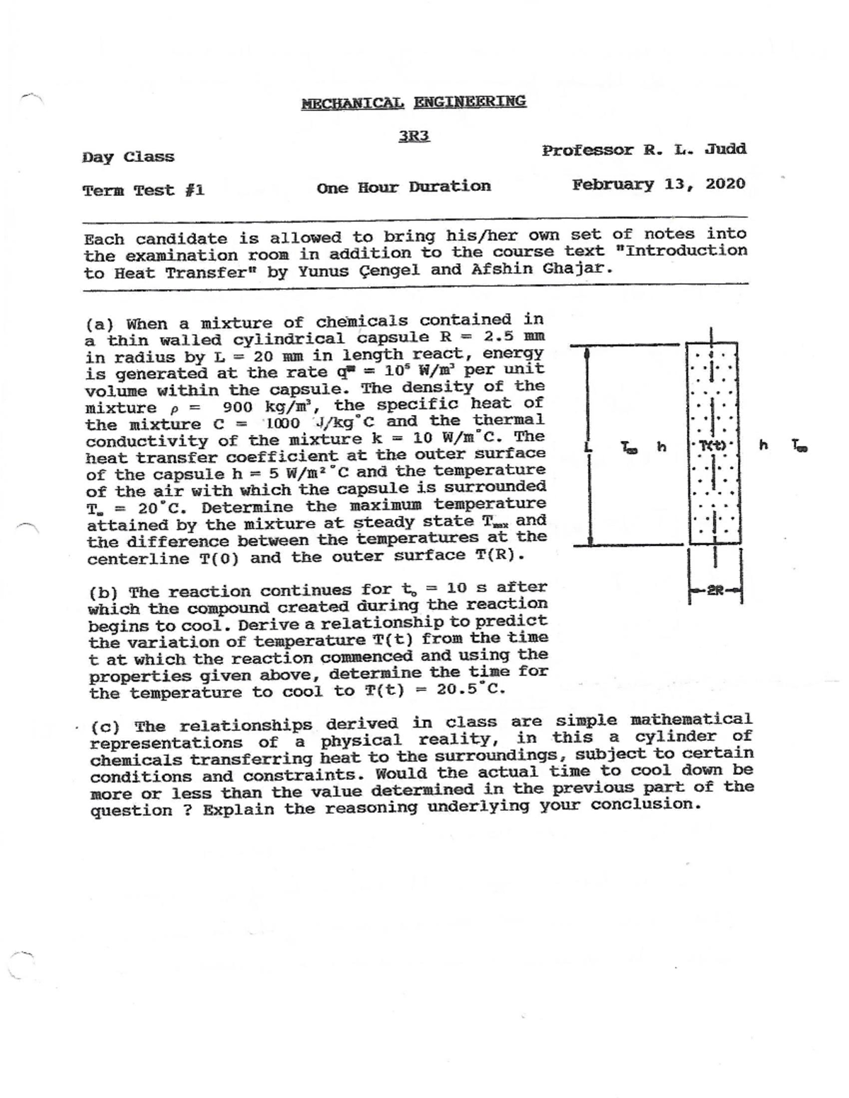 Term Test 2020 - Practice term test from 2020 - MECHENG 3R03 - Studocu