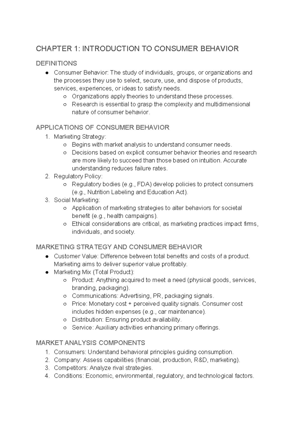 CB Notes: Chapter 1 - Introduction to Consumer Behavior and ...