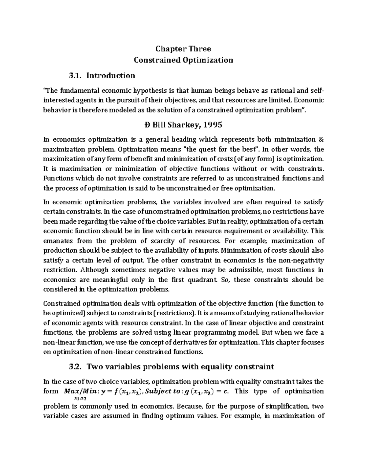 Chapter 3: Constrained Optimization in Economics - Studocu