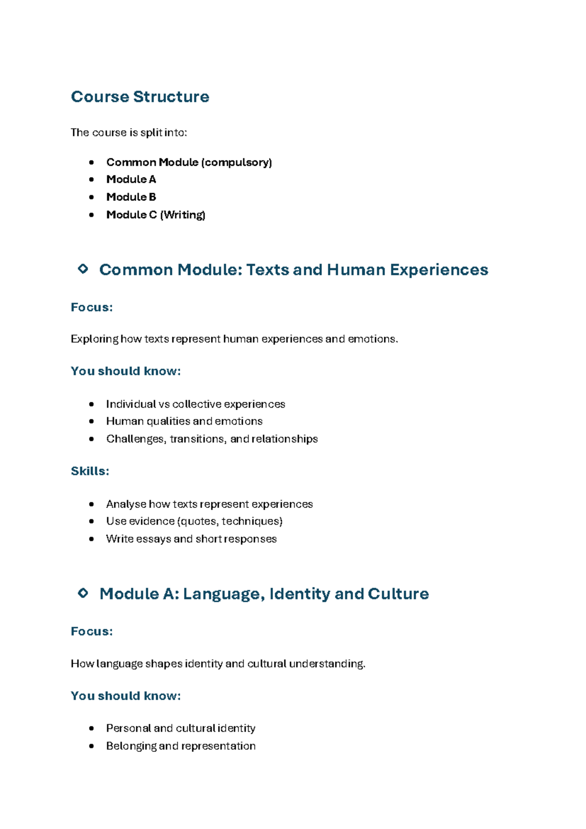 ENG 101 Course Structure: Modules on Texts, Identity, and Writing - Studocu