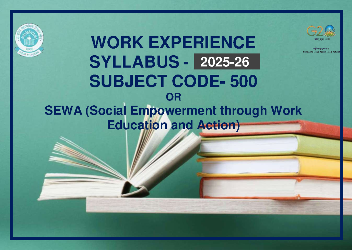 Work Experience Syllabus for SEWA (Subject Code 500) 2025-26 - Studocu