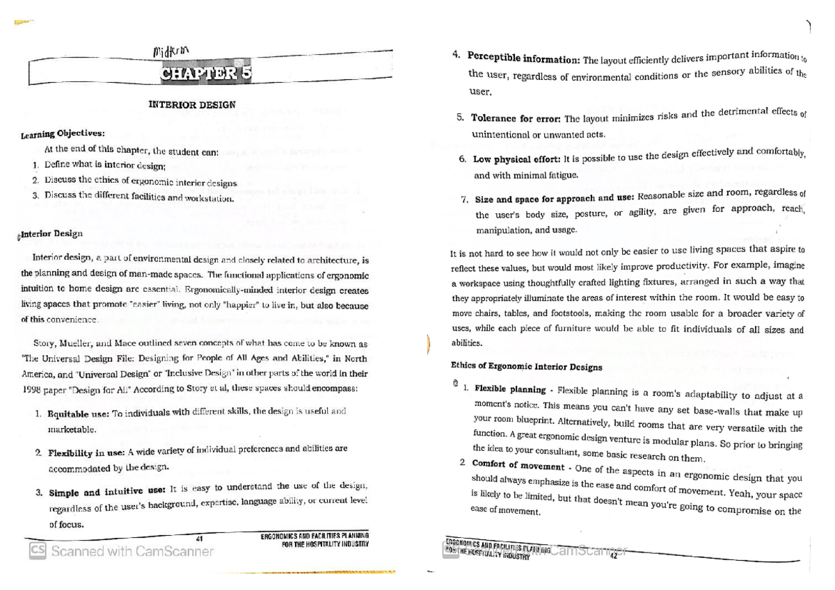 Ergonomics Midterm: Analyzing Interior Design Principles (Weeks 7-11 ...