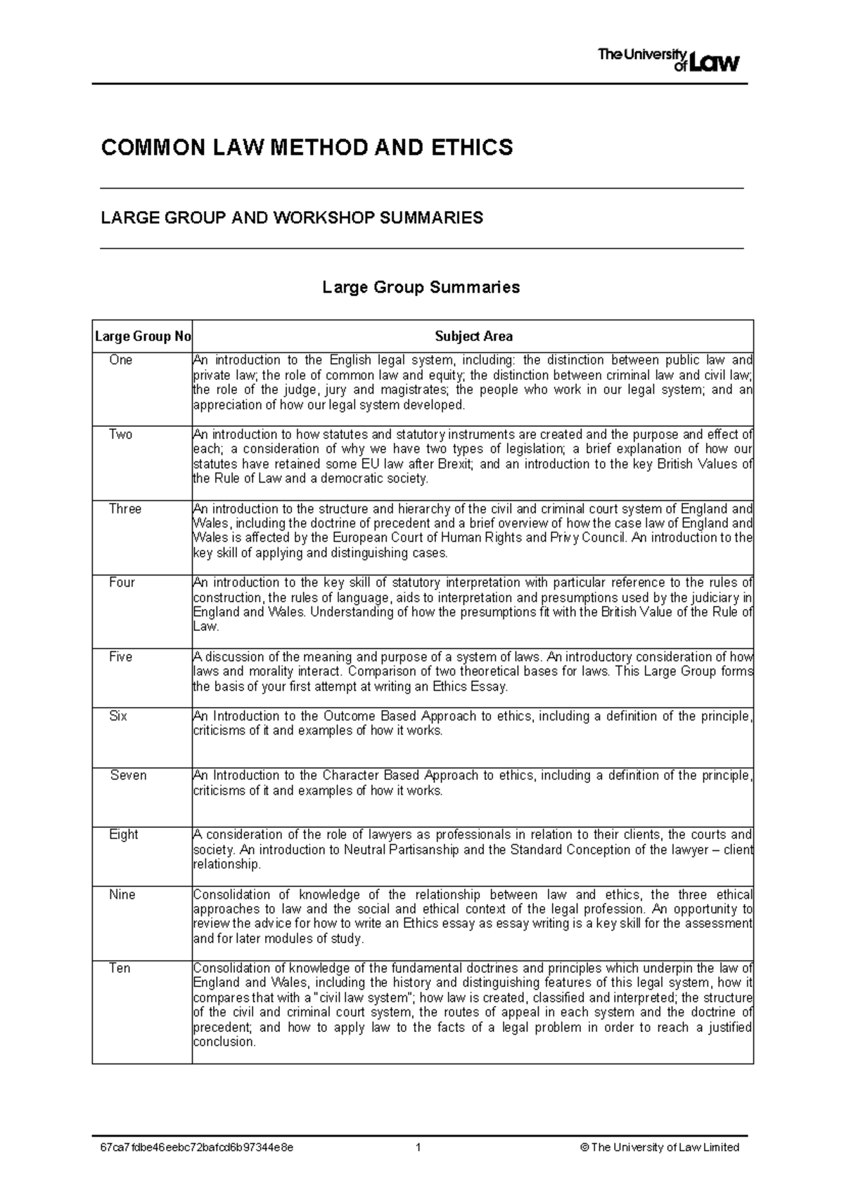 2324 clme ce01 lg ws summaries - COMMON LAW METHOD AND ETHICS LARGE ...