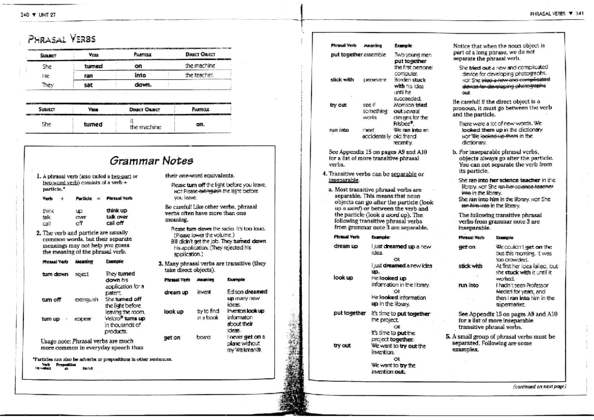 340 UNIT 27 PHRASAL VERBS: Understanding and Examples - Studocu