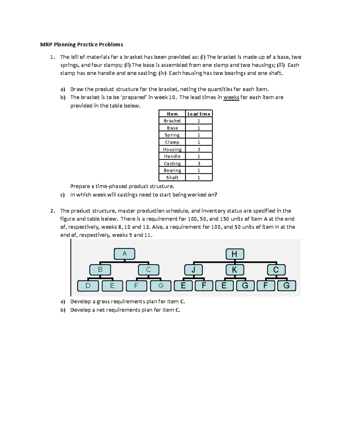 MRP Practice Problems - Comprehensive Guide to MRP Planning - Studocu