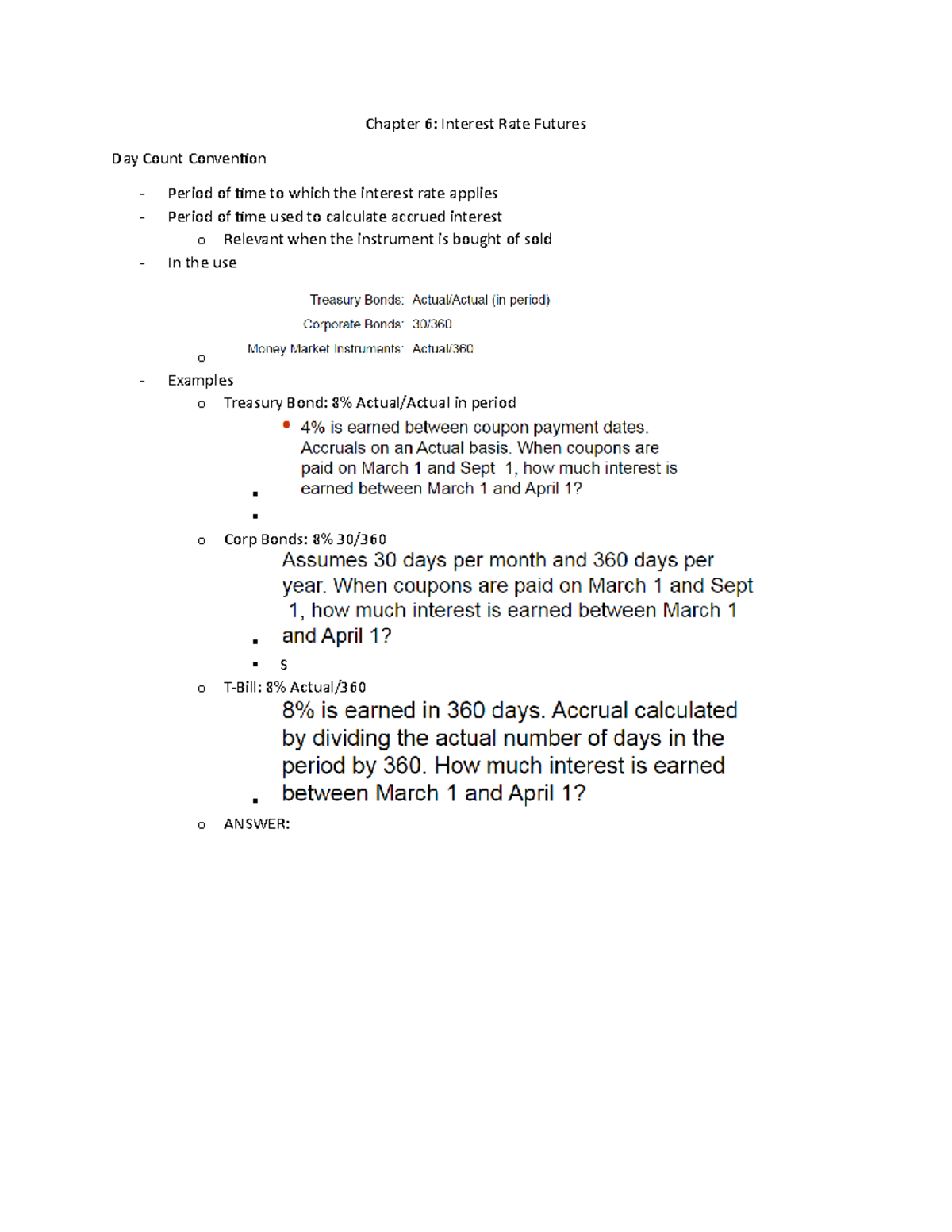 Chapter 6 - Chapter 6: Interest Rate Futures Day Count Convention ...
