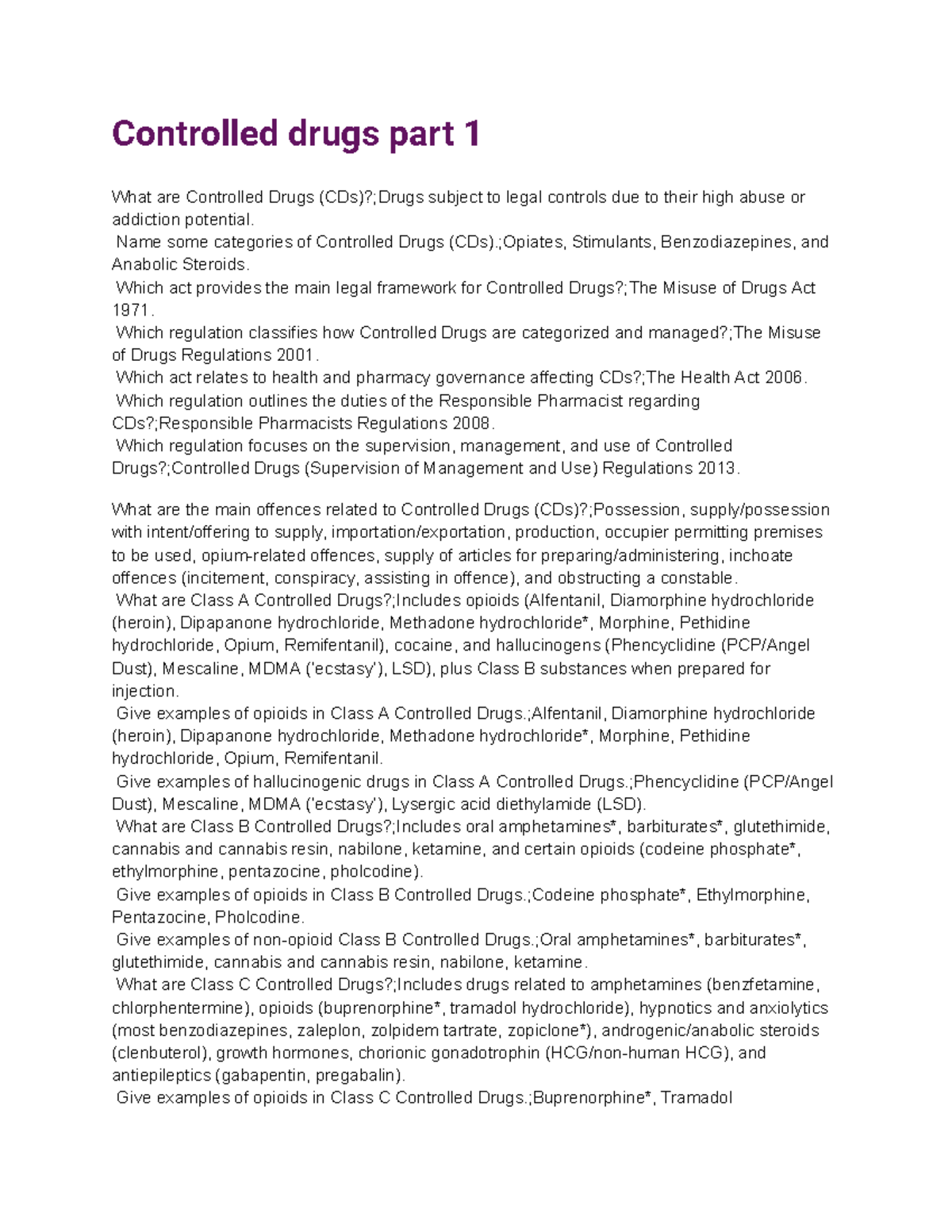 Controlled Drugs Overview: Legal Framework & Categories (PP 101) - Studocu