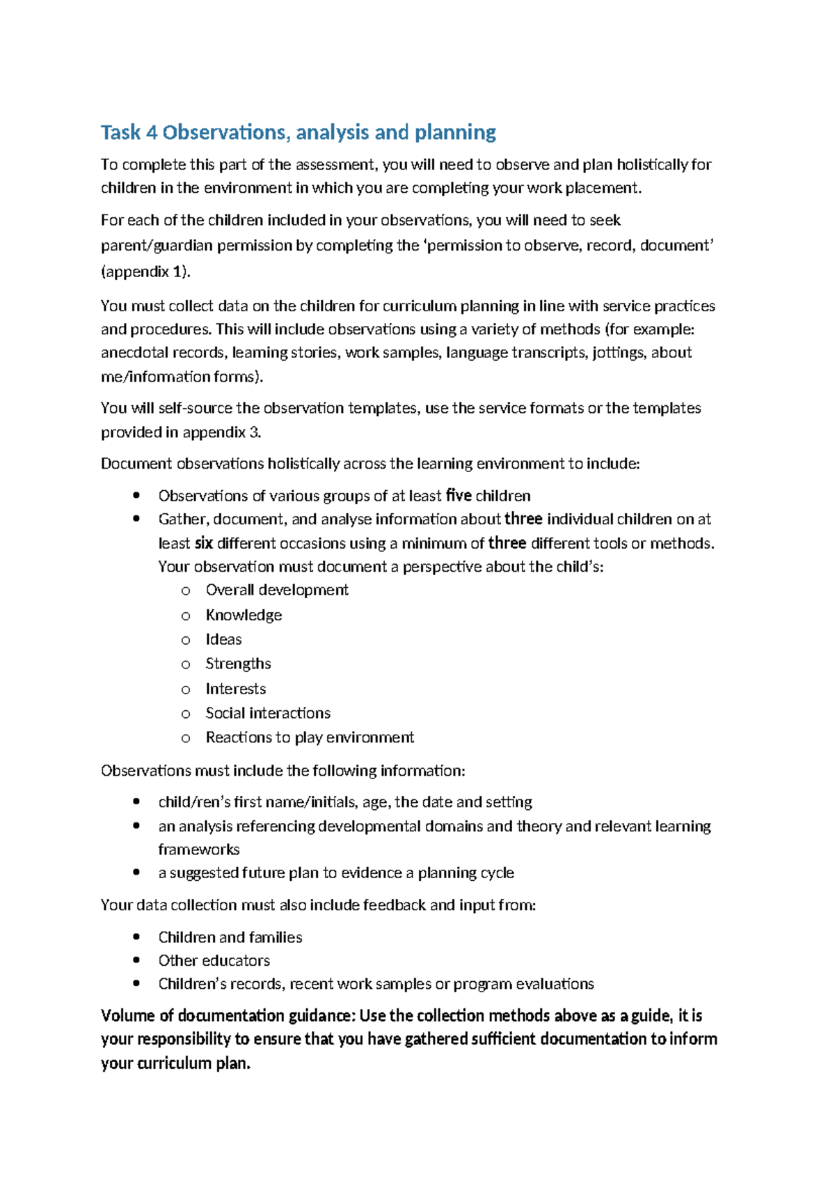 Task 4 Observations - Observation outline - Task 4 Observations ...