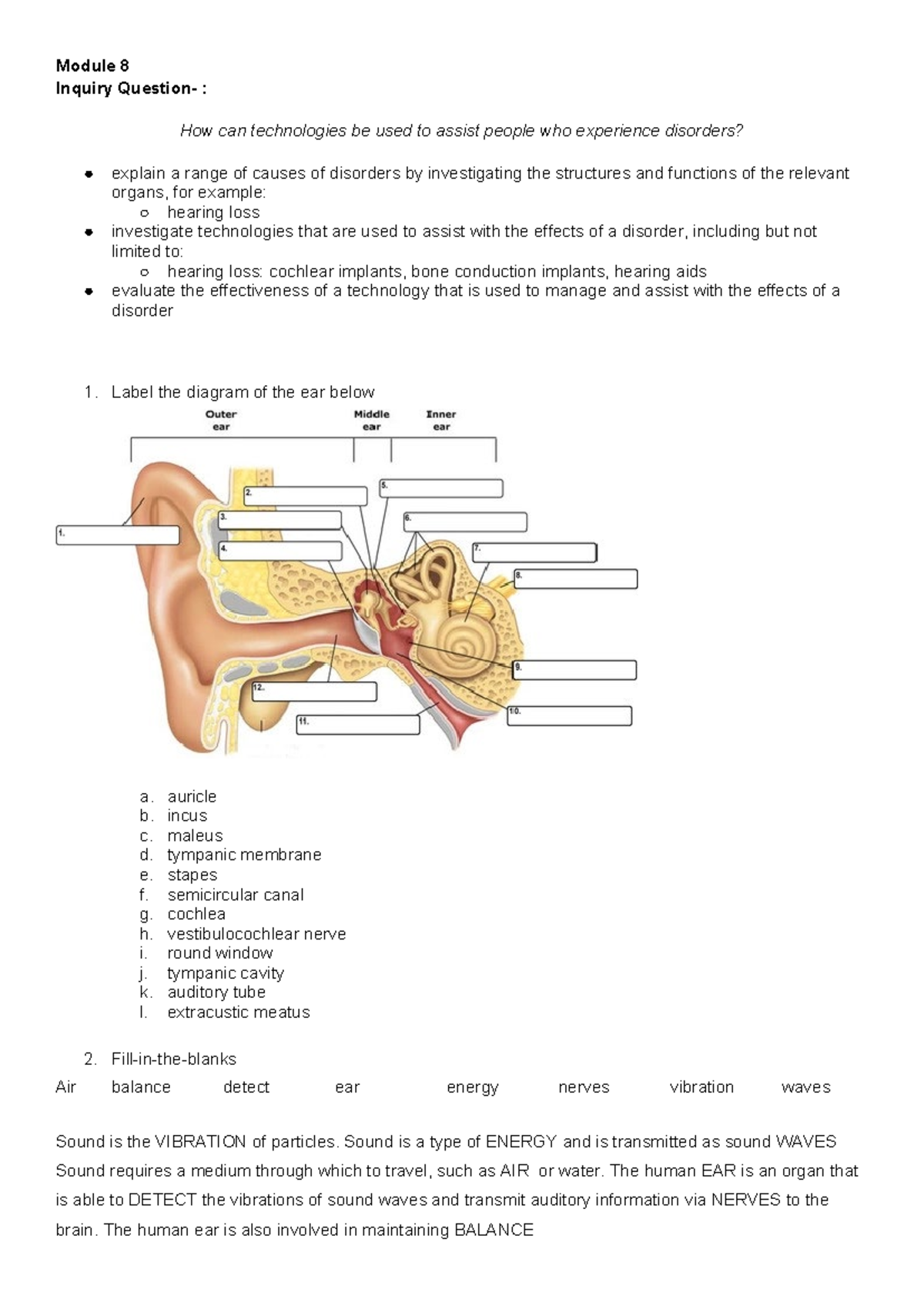 Module 8 - Assistive Technologies for Hearing Disorders - Studocu