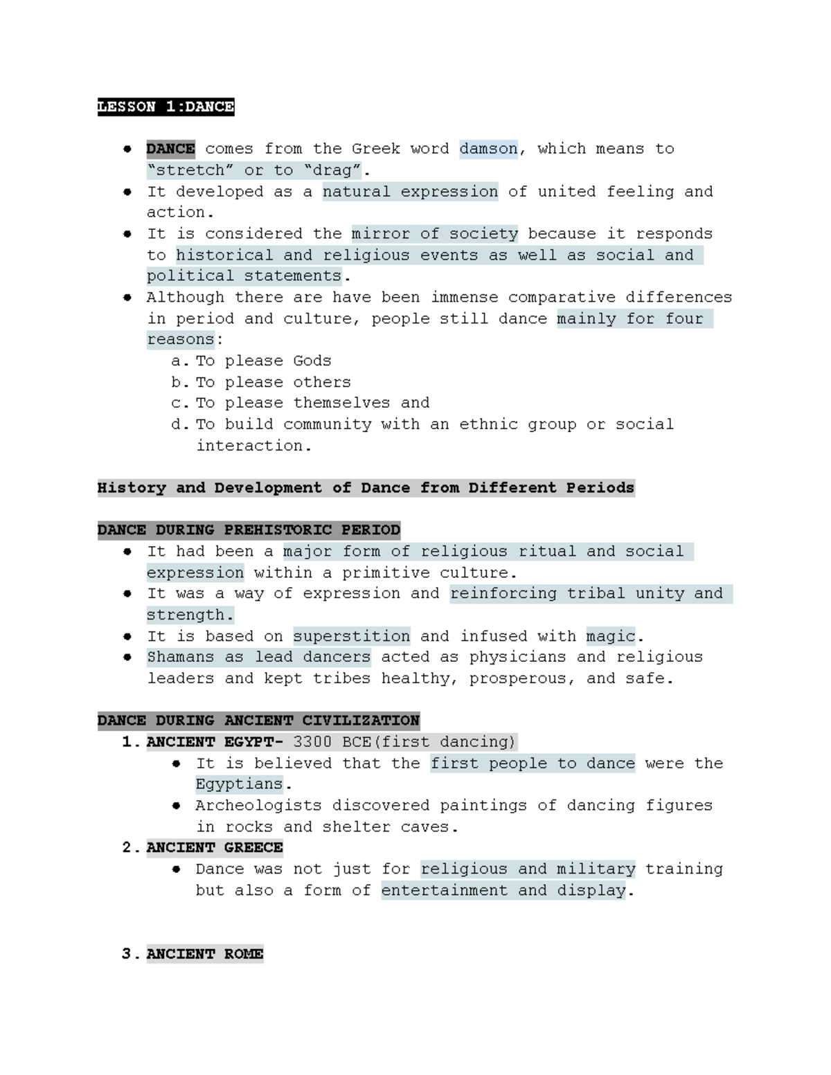 PE 3 Midterm - Dance History and Modern Practices Notes - Studocu