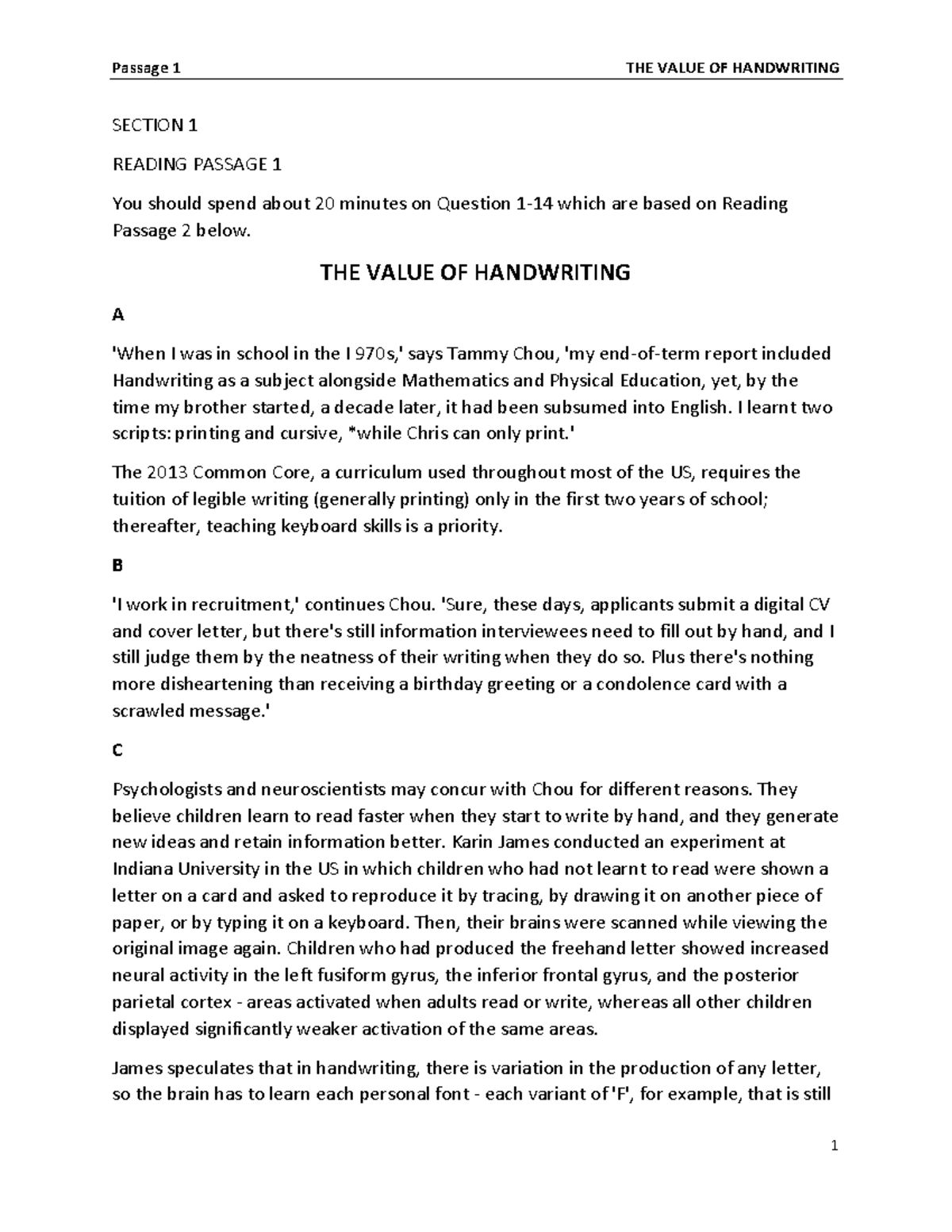Reading 10 25 - The Value of Handwriting: Insights and Implications ...