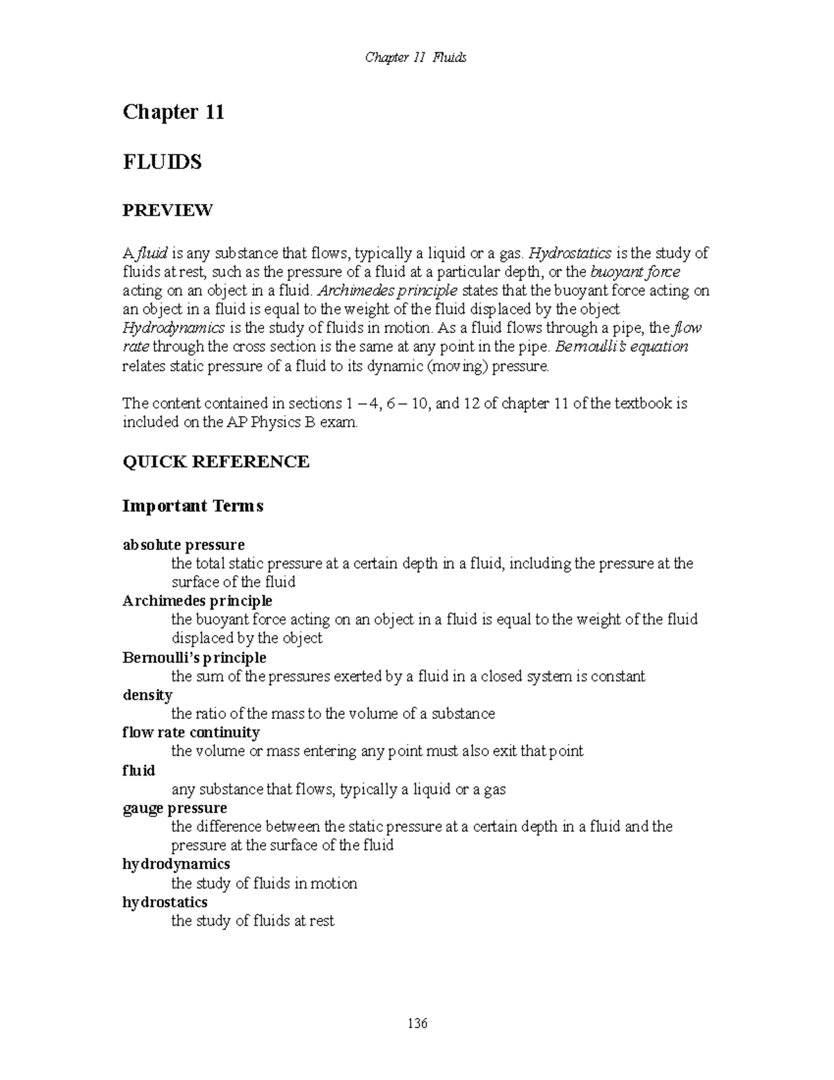 11 AP Physics B Chapter 11 - Fluids Overview and Key Concepts - Studocu