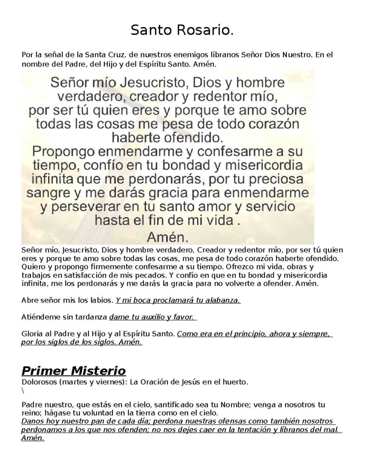 Santo Rosario: Oraciones y Misterios Dolorosos - Studocu