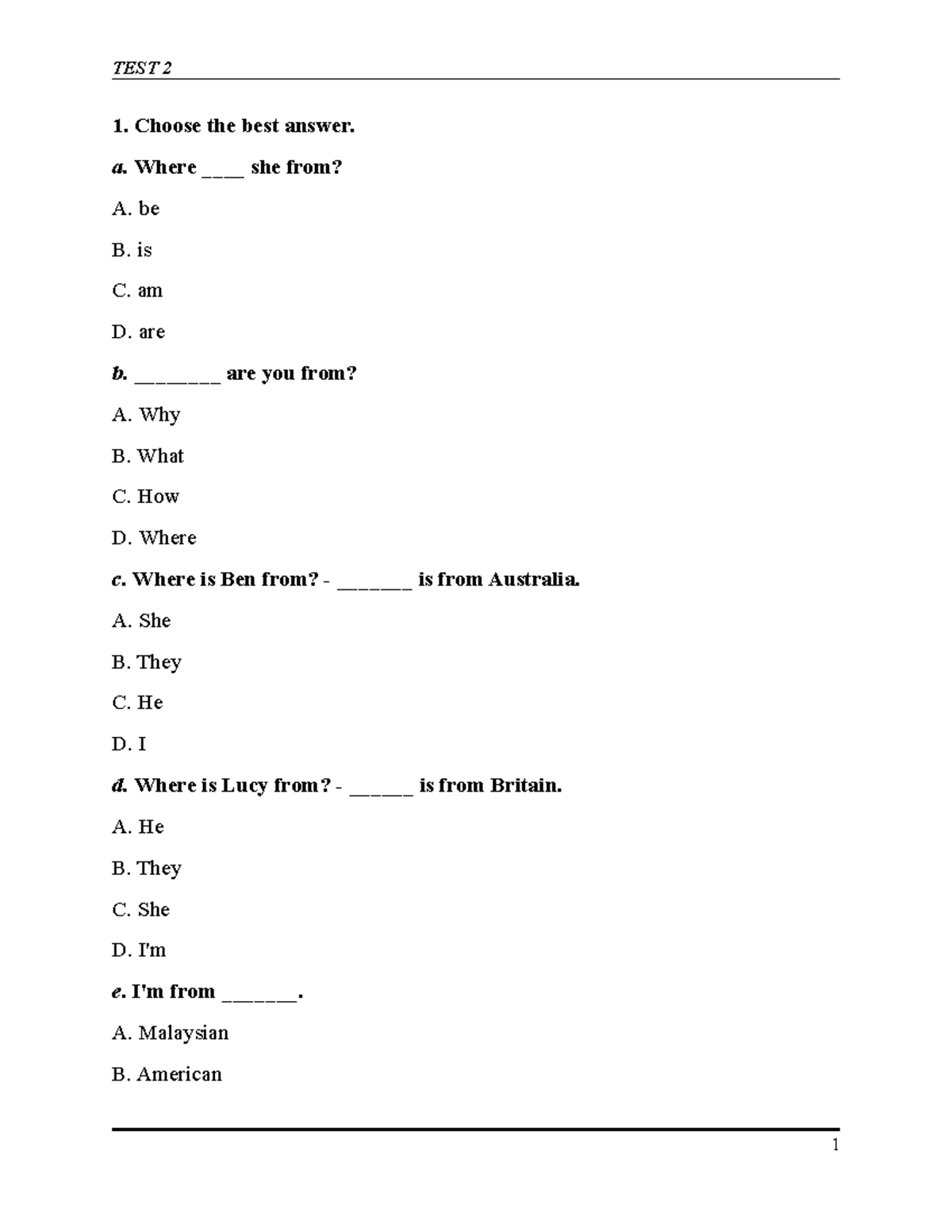 TEST 2 - English Language Comprehension Exercises - Studocu