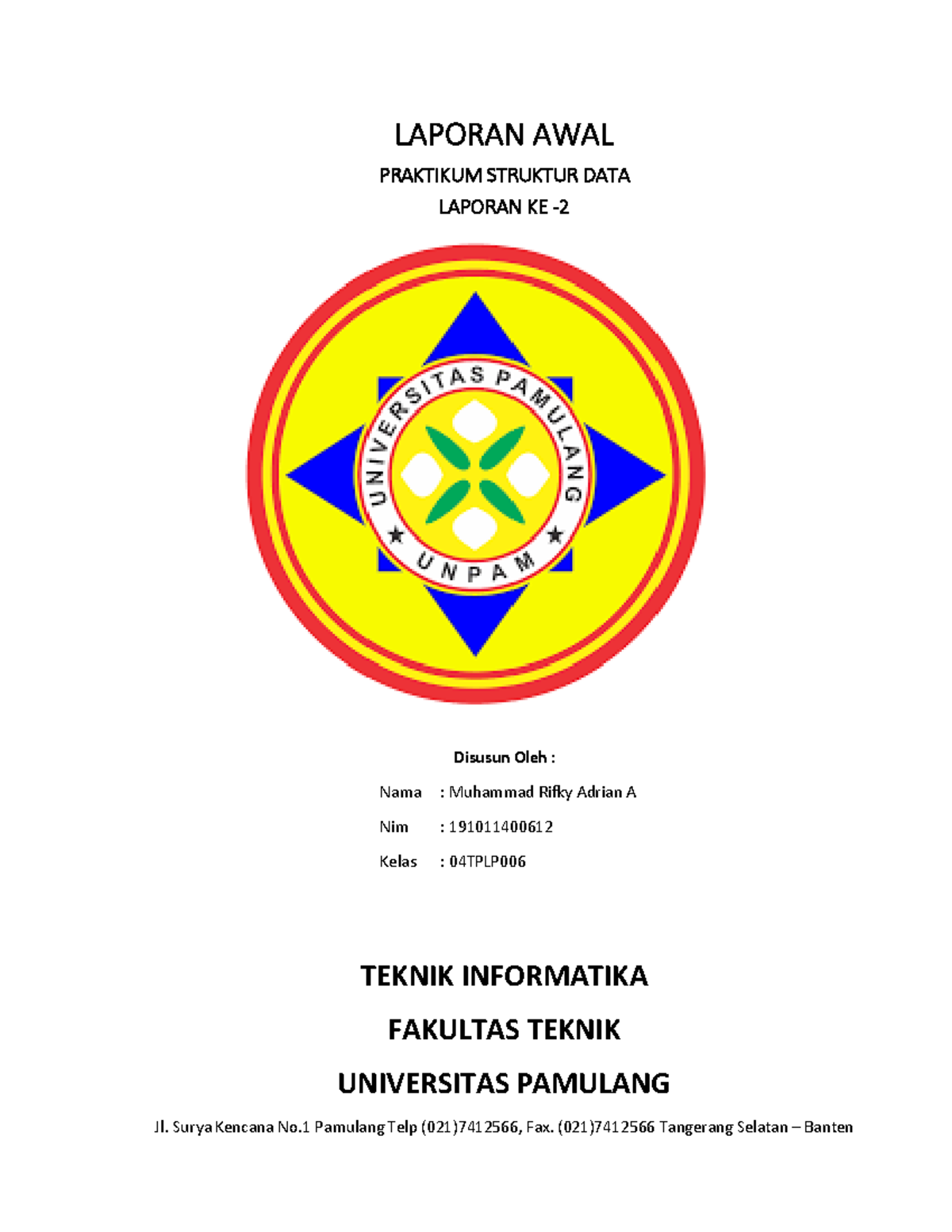 Laporan Praktikum 2: Array dan Pointer - 04TPLP Teknik Informatika ...