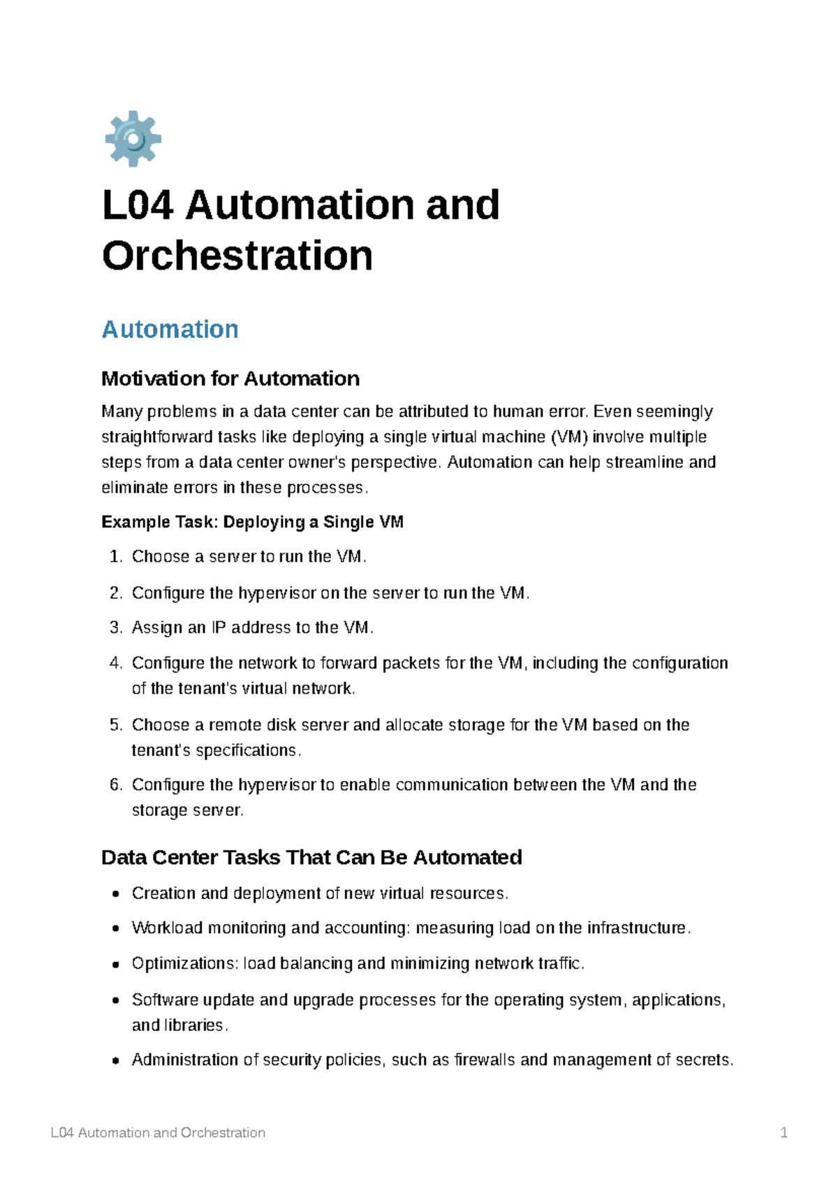 L04 Automation and Orchestration in Data Centers: Key Concepts ...