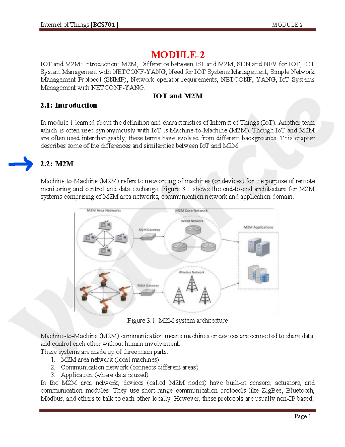BCS701 Module 2: IoT & M2M Overview, Management, and Protocols - Studocu