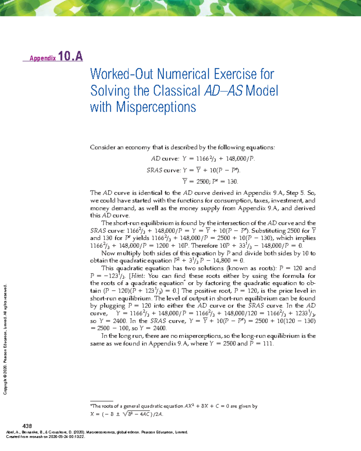 Solving the Classical AD–AS Model: Appendix 10 Numerical Exercise - Studocu