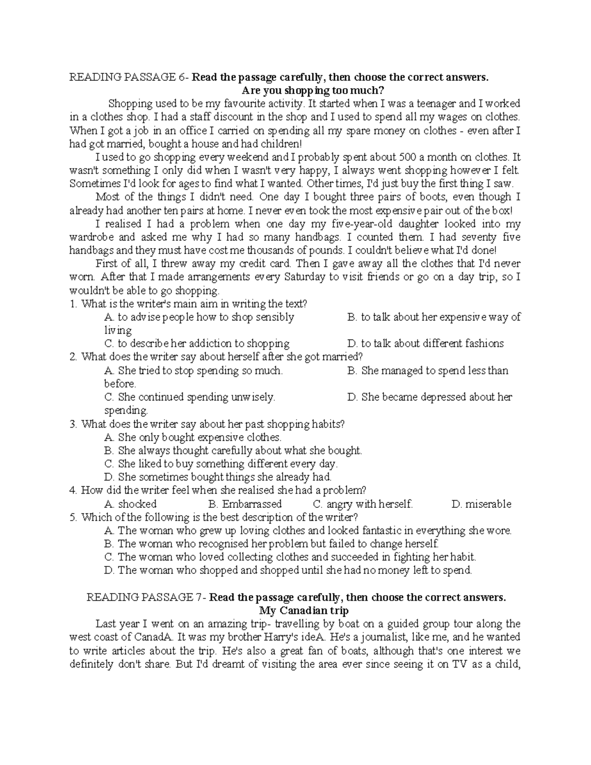 Reading Comprehension Passages 6-10: Understanding Key Themes - Studocu