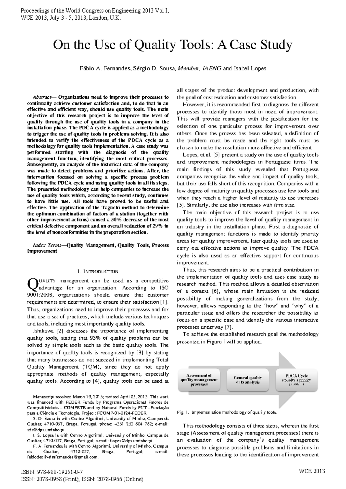 6 On the Use of Quality Tools - A Case Study - Abstract— Organizations ...