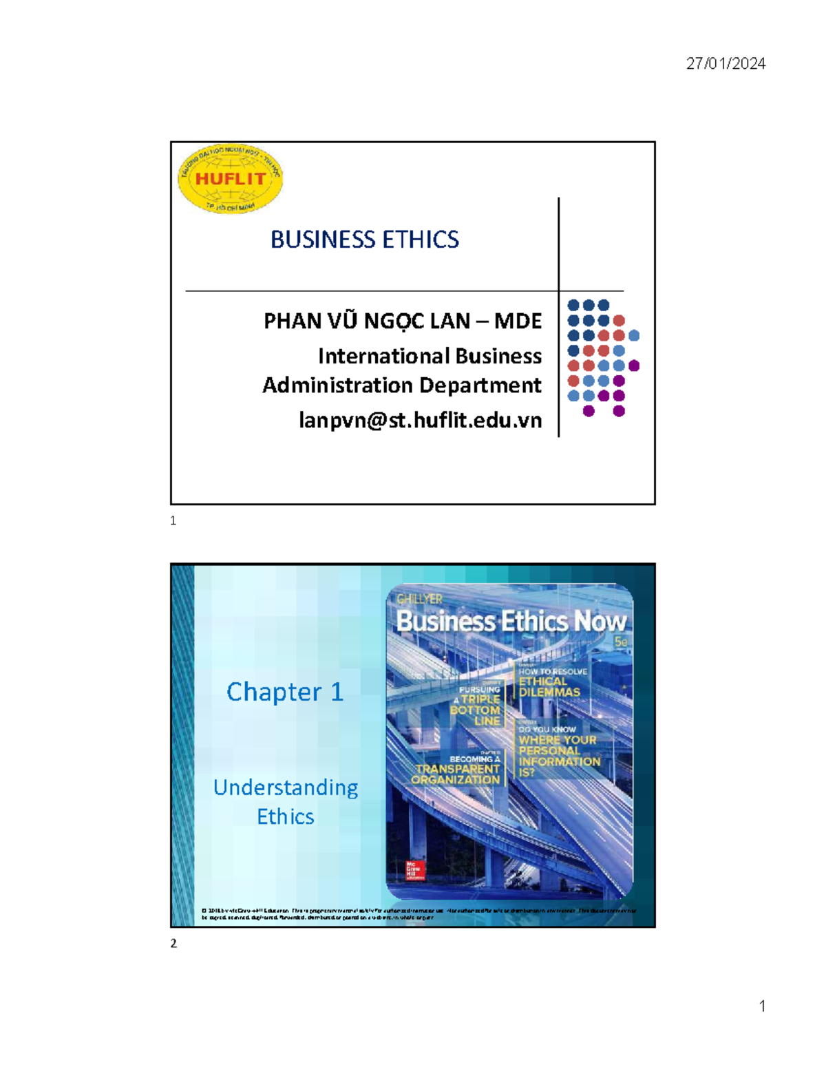 Business ethics MDE: Chapter 1 understanding ethics and moral values ...