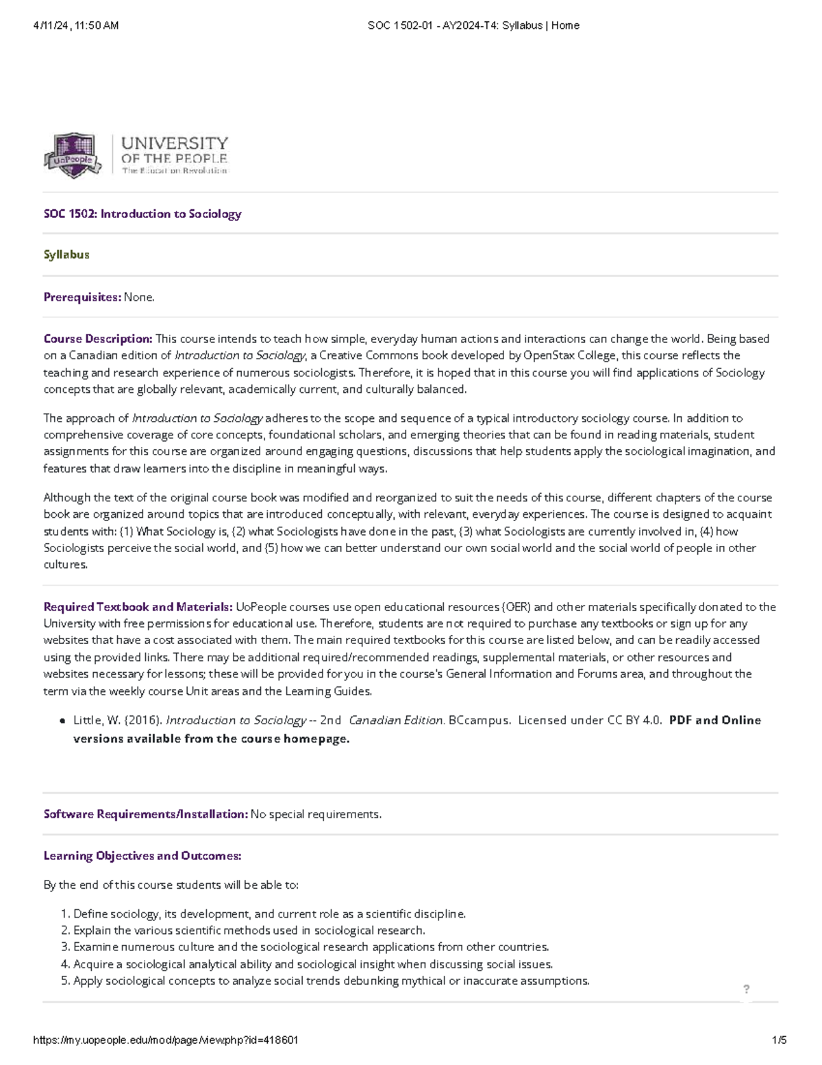 SOC 1502-01 - AY2024-T4 Syllabus Home - SOC 1502: Introduction to ...