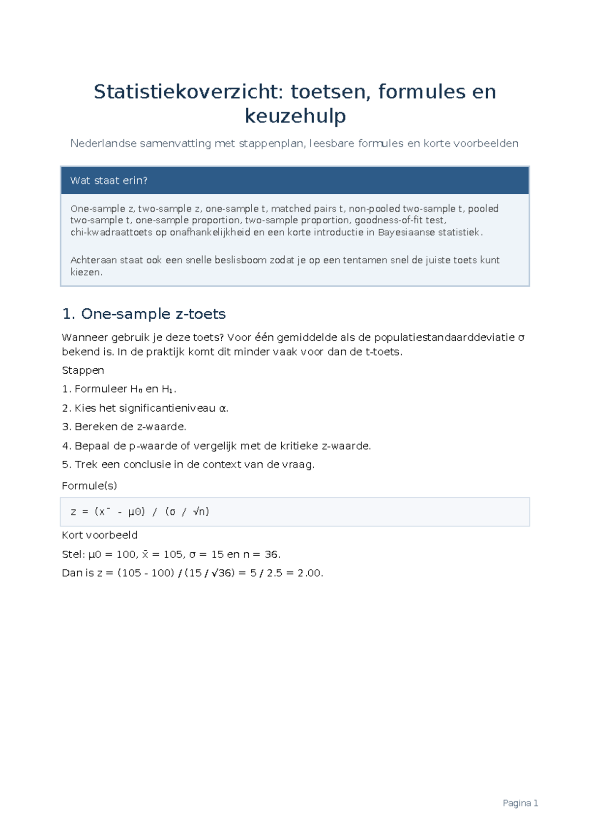 Statistiek Toetsen Overzicht: Formules, Keuzehulp en Voorbeelden ...
