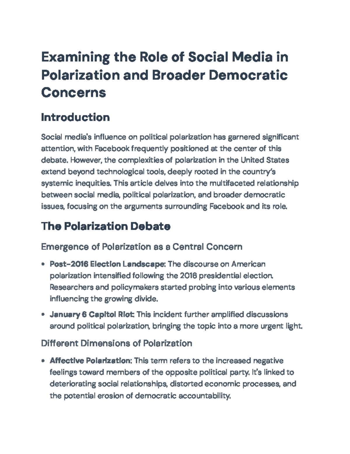 Understanding Social Media's Role in Political Polarization and ...