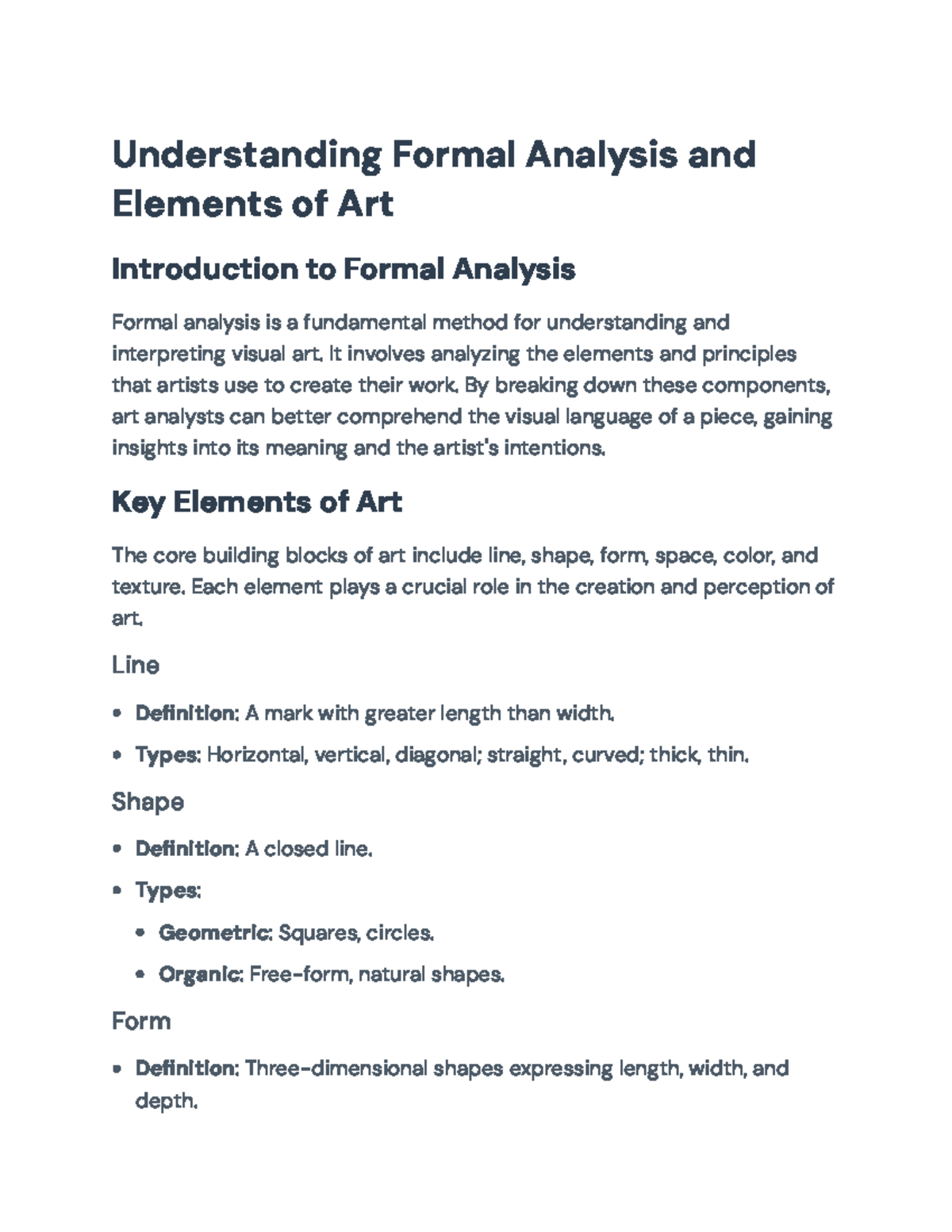 Understanding Formal Analysis: Key Elements of Art and Their ...