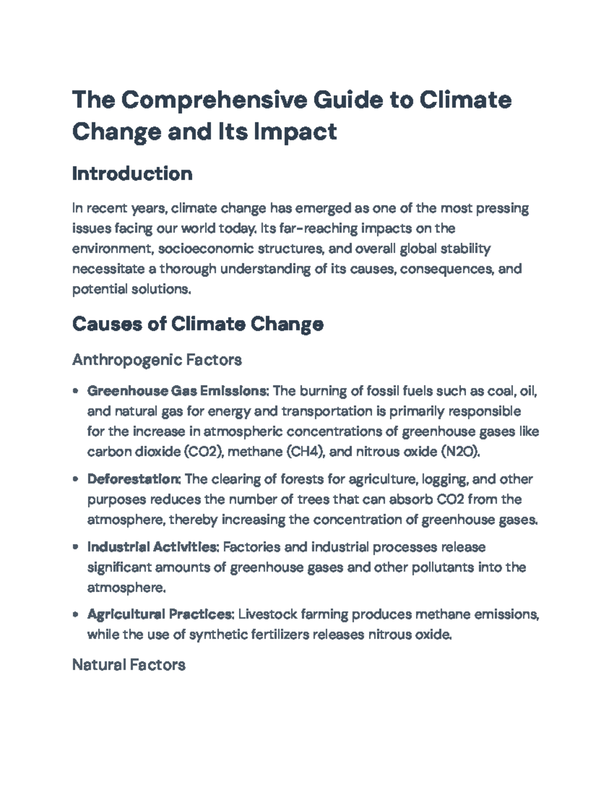 Comprehensive Guide on Climate Change: Causes, Impacts, and Solutions ...