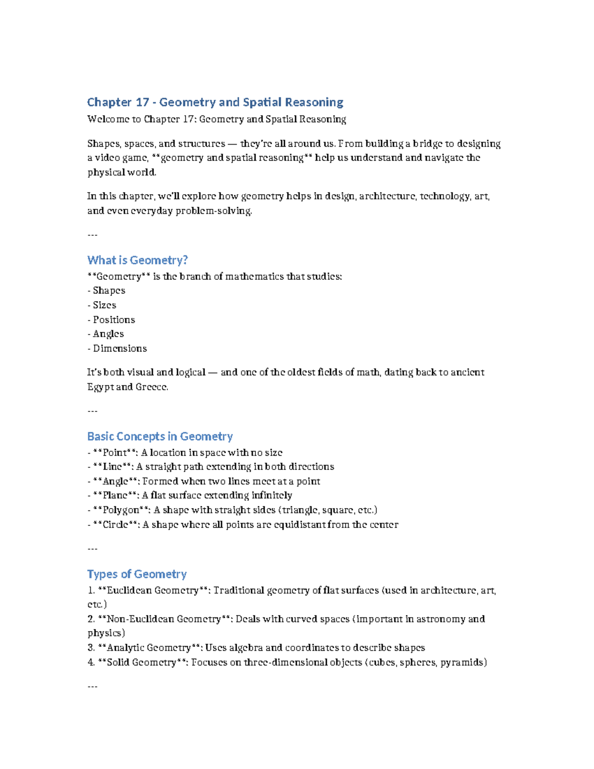 Chapter 17: Geometry & Spatial Reasoning Insights - Studocu