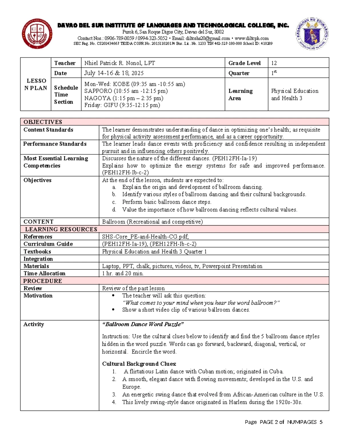 Color Wet Zumba Event Proposal - HOPE 1 Requirement by Grade 11 STEM ...