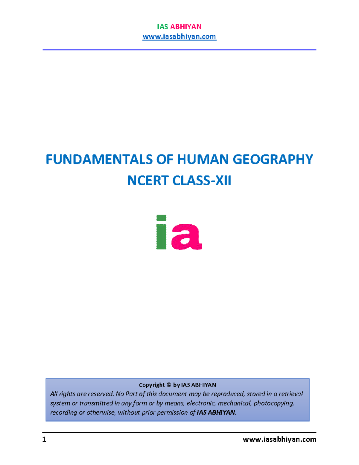 Fundamentals of Human Geography - Class XII NCERT Notes - Studocu