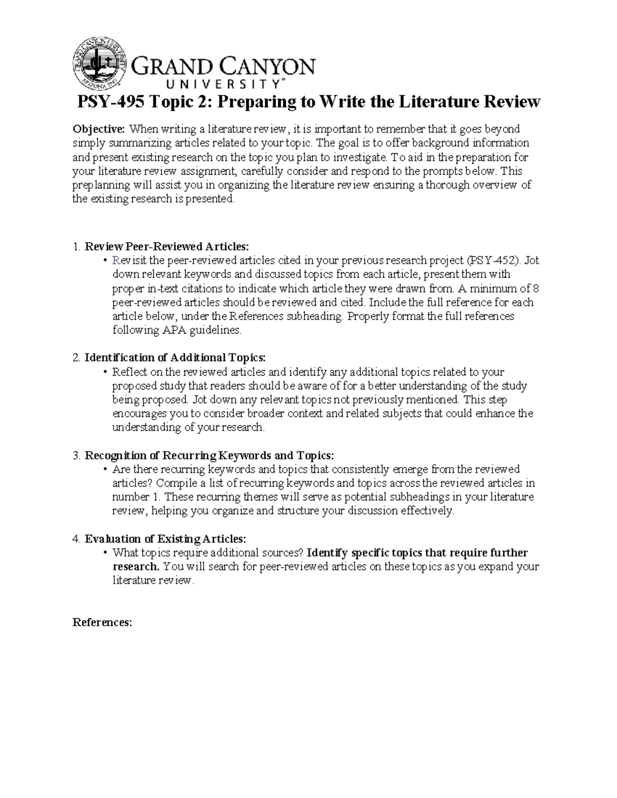 PSY 495 RS T2 - Guide to Writing Your Literature Review - Studocu