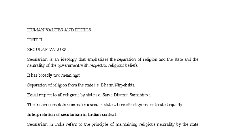 HVE 2 Secular Values: Understanding Indian Secularism and Its ...