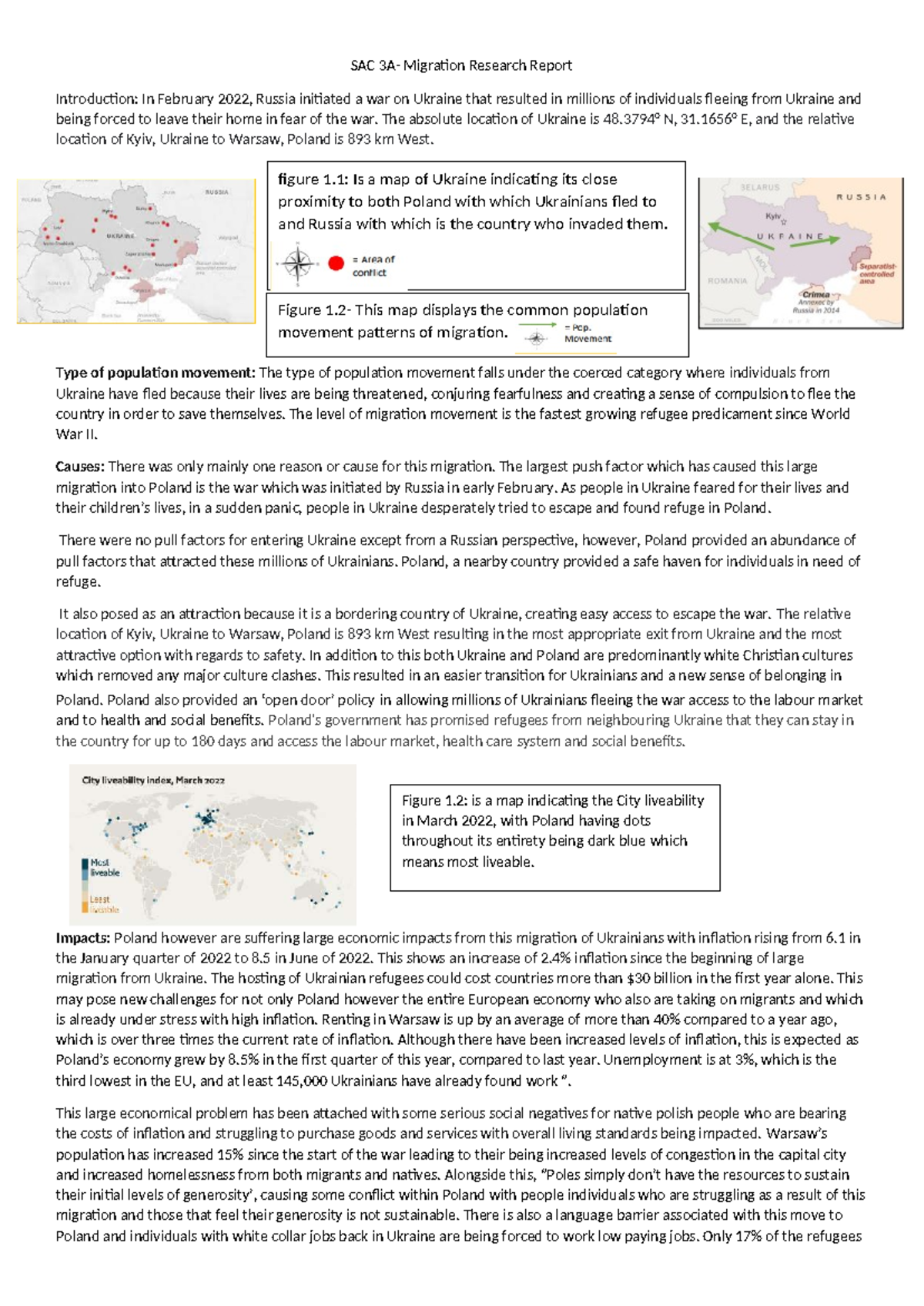 SAC 3A: Migration Patterns of Ukrainian Refugees to Poland - Studocu