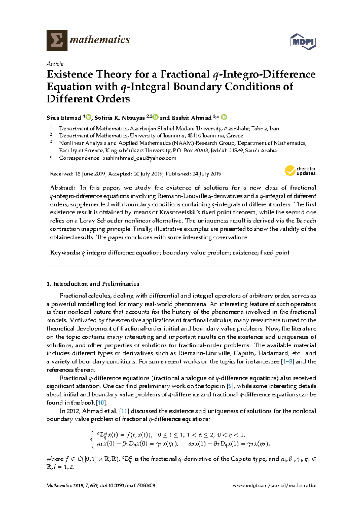 Existence Theory for Fractional Equations with Boundary Conditions ...