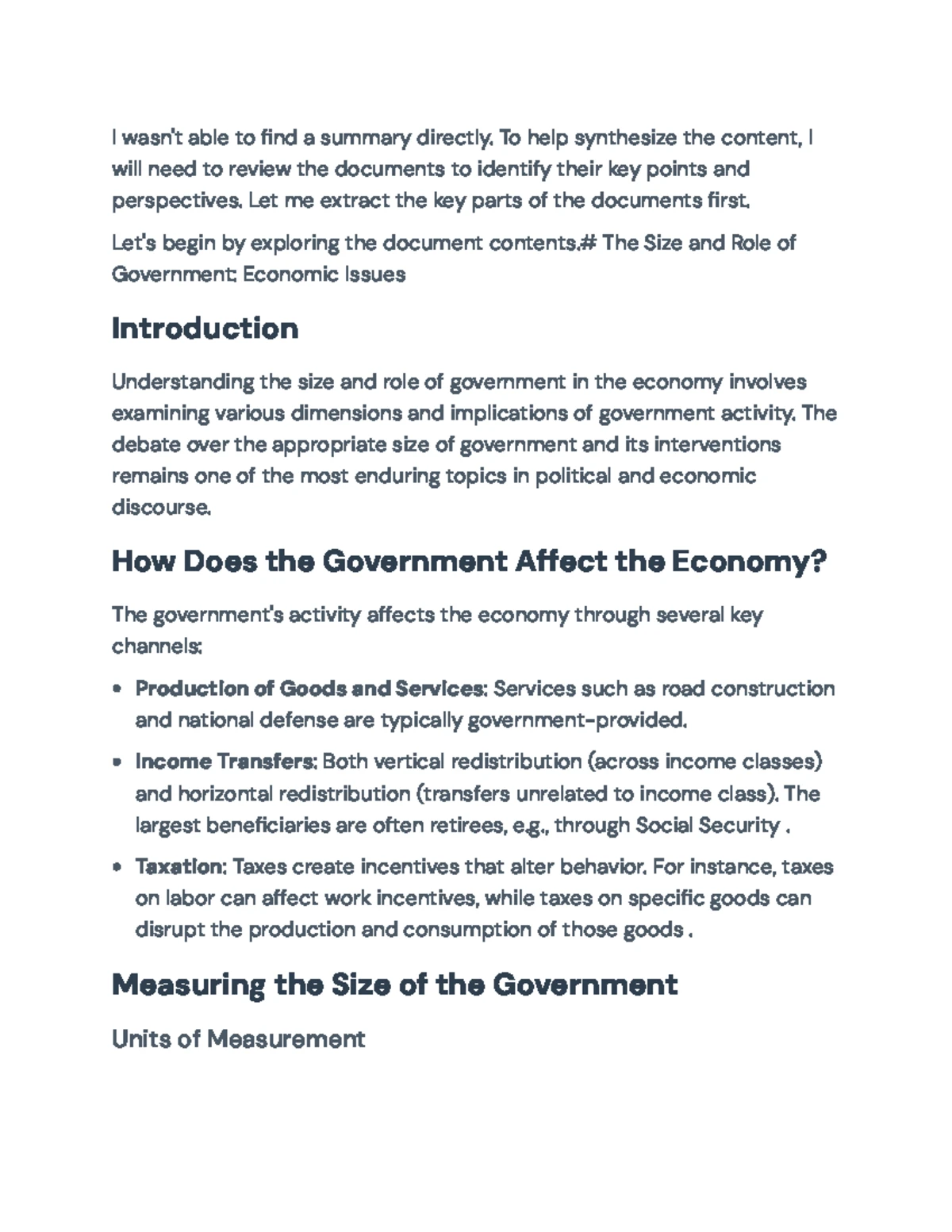 The Size and Role of Government: Economic Perspectives (CRS RL32162 ...