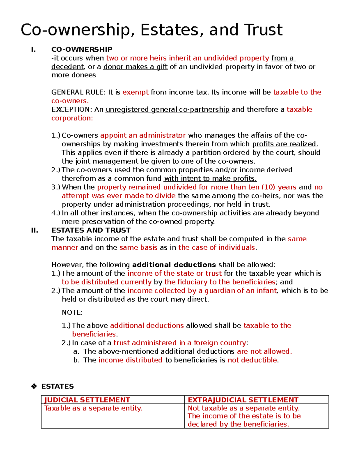 CO-Ownership, Estates, and Trust I: Tax Implications and Management ...